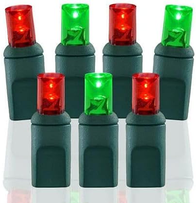 Pro Christmas LED Christmas Lights – 100 Count Wide Angle Conical String Lights – Professional Grade Indoor/Outdoor Commercial Holiday Light Set for Trees Bushes &amp Décor – Red and Green