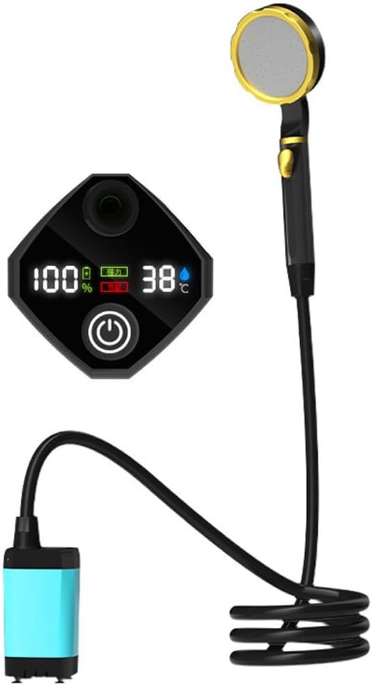 EVTSCAN Portable Electric Camping Shower Pump Rechargeable with Digital Display for Outdoor Adventure