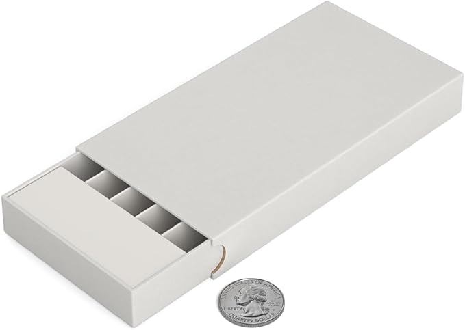 100 Pack – Child Resistant &amp Recyclable Slim Pre-Roll Paperboard Boxes with Press Button &amp Foam Insert – Sustainable Storage for Small Products (White) (White)