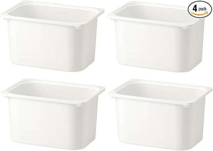 Set Of 4 TROFAST Children Storage Box Pure White 16 ½x11 ¾x9 Stackable Plastic Bins Open Storage Boxes Medium (4x) Compatible With Trofast Frames