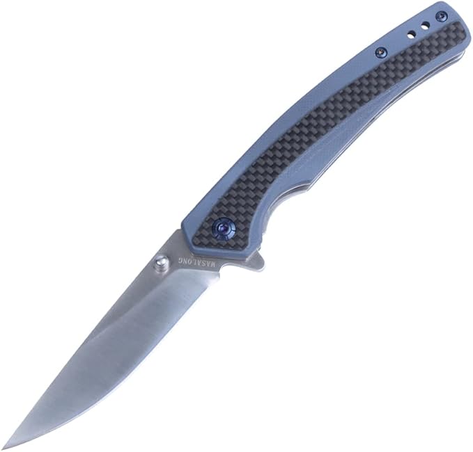 MASALONG Kni242 Folding Knife G10 Carbon Fiber Handle Outdoor Knife Fit Camping Wilderness Survival 59HRC hardness rust resistant blade