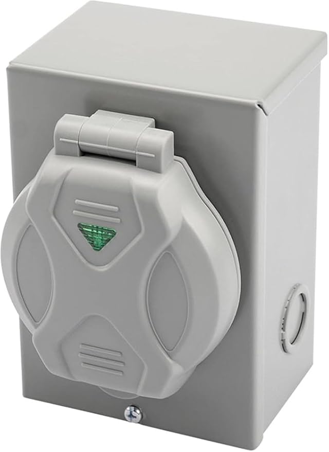 50A 125/250V Generator Power Inlet Box - 3-Prong Pre-Drilled for Easy Installation Durable Metal Construction