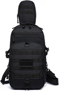 Outdoor Sports Hiking Sling Bag Shoulder Pack Camouflage Tactical Molle Chest Bag - Black
