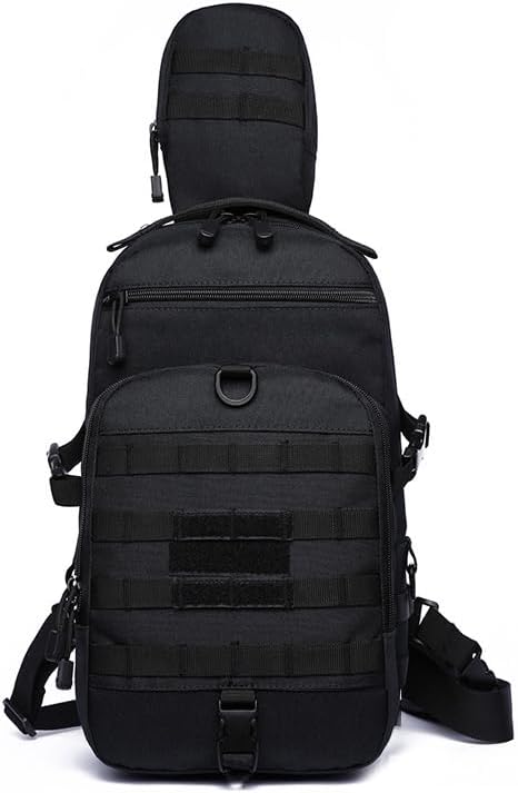 Outdoor Sports Hiking Sling Bag Shoulder Pack Camouflage Tactical Molle Chest Bag - Black