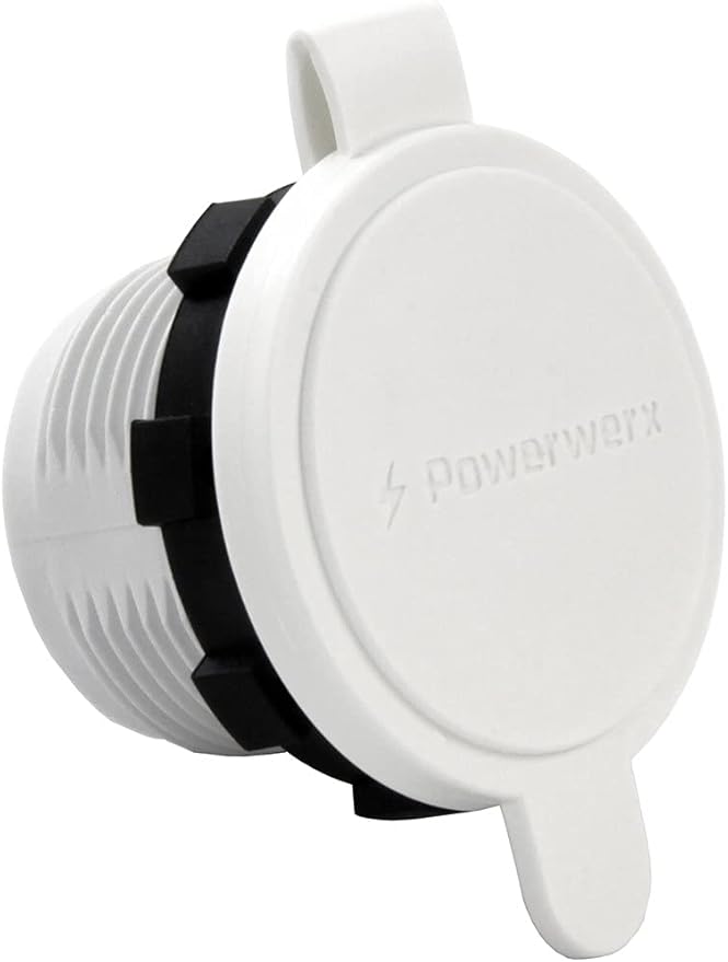 Powerwerx PanelPole2-White Panel Mount Housing for Two Anderson Powerpole Connectors with a Weather Tight Cover in White