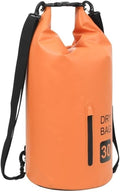 Pemberly Row Lightweight Durable PVC Dry Bag 7.9 gal Capacity Waterproof with Zipper Orange Finish Adjustable Shoulder Straps Foldable Design for Boating Surfing Outdoor Travel