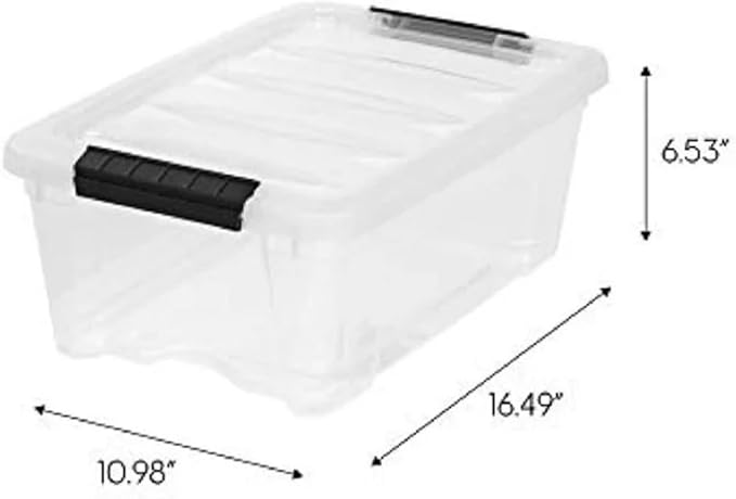 iris Buckle Up Storage Box 12.9 Quart Clear 4 Count