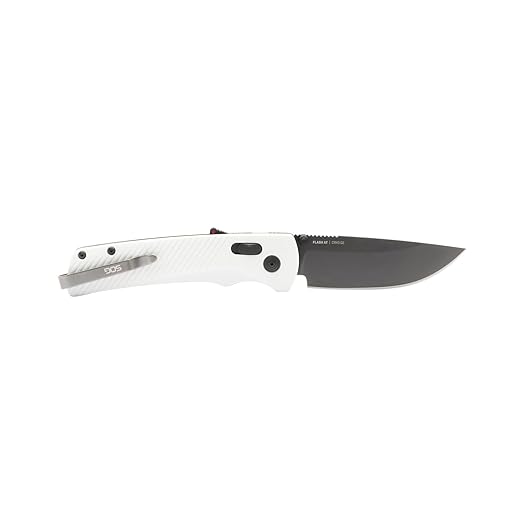 SOG Flash AT Daily Carry Ambidextrous Pocket Compact Folding Knife | Ergonomic Handle for Enhanced Grip | D2 Steel Blade Concrete/Cool Gray