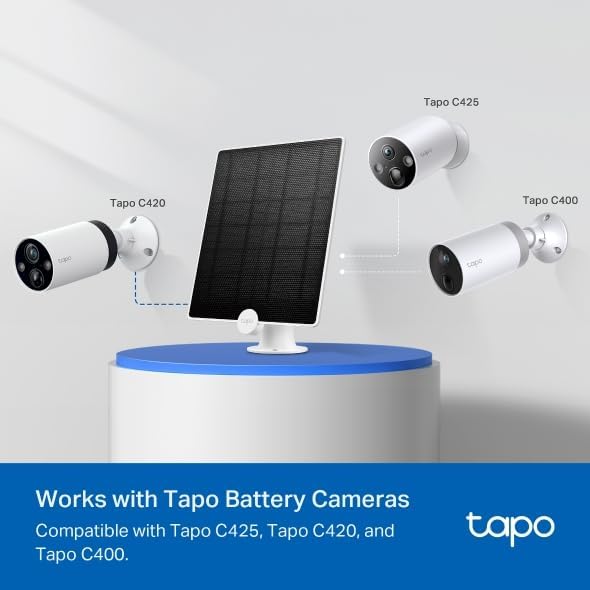 Tapo Solar Panel A200 (Compatible with MagCam C425 C420 and C400) Long-Lasting Charging Power with High-Efficiency Solar Cells IP65 Weatherproof 360° Adjustable Angle