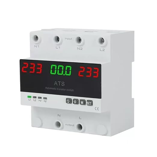 63A 2P 110V Automatic/Manual Transfer Switch ATS with Led Display L1 Priority Din Rail Mount for Generator &amp Mains Power