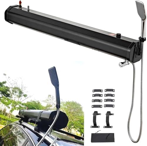 Portable Solar Camping Shower Kit 18L - Handheld Showerhead &amp Roof Rack Mount for Hiking Beach Car Wash - Ideal for Outdoor Adventures &amp Vacations
