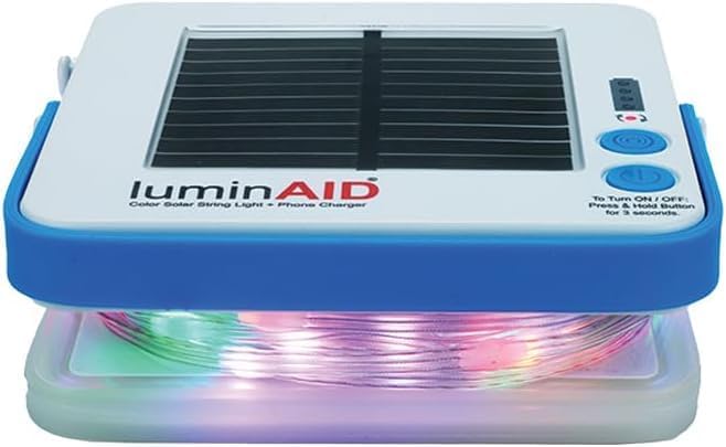 LuminAID Color Solar String Light with Phone Charger - Multicolor Tent Lights for Camping - 23 ft Rechargeable String Lights Perfect for Camping Backyard Patio RVs Outdoor Power Outages (1 Pack)