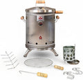 (16 Pound) 2-in-1 Smoker Barrel Vertical Grill - Premium 304 Stainless Steel - Barril Charcoal BBQ Thermometer &amp Ventilation - Cooking Accessories Meat Kit - Portable Outdoor Camping - QUE ASADOR