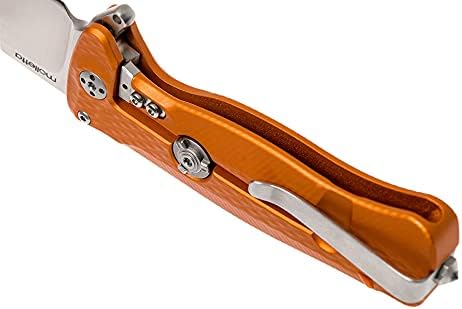 Lion Steel SR22A Sleipner Frame Lock Folding Pocket Knife - Machined Aluminum Handle IKBS Ball Bearing System Dual Carry Clip (Orange Handle Satin Blade) one Size