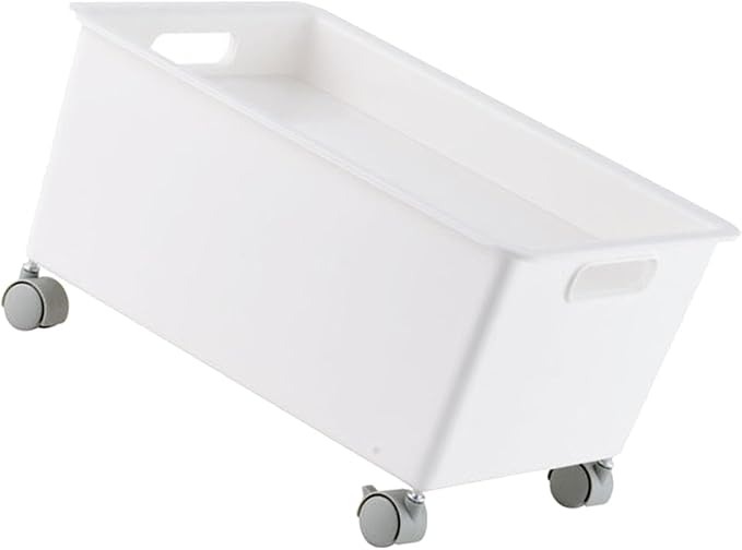 Premium PP Sturdy Portable Large Capacity Storage Basket Roller Box for Books Clothes Shoes Organizer Boxes (White)