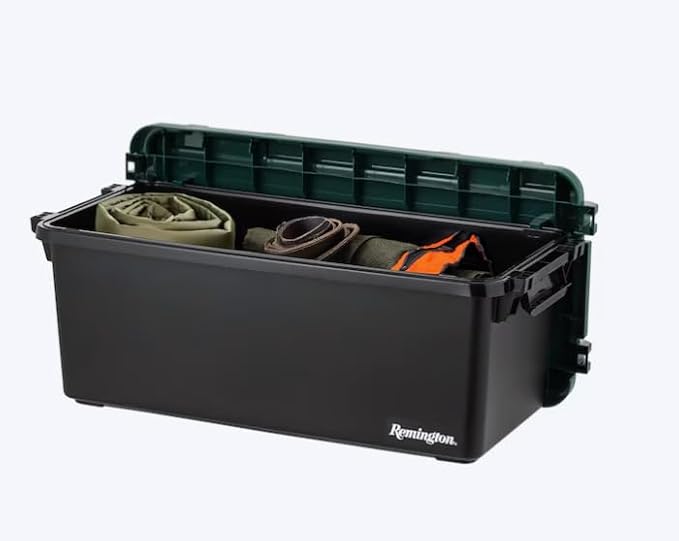Heavy Duty Stackable Tote with Latching Lid 15-Gallons (60-Quarts) Dark Green Large 2-Pack