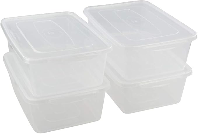 Jekiyo Clear Plastic Storage Bin 14 Quart Latching Box Container with Lid 4 Packs
