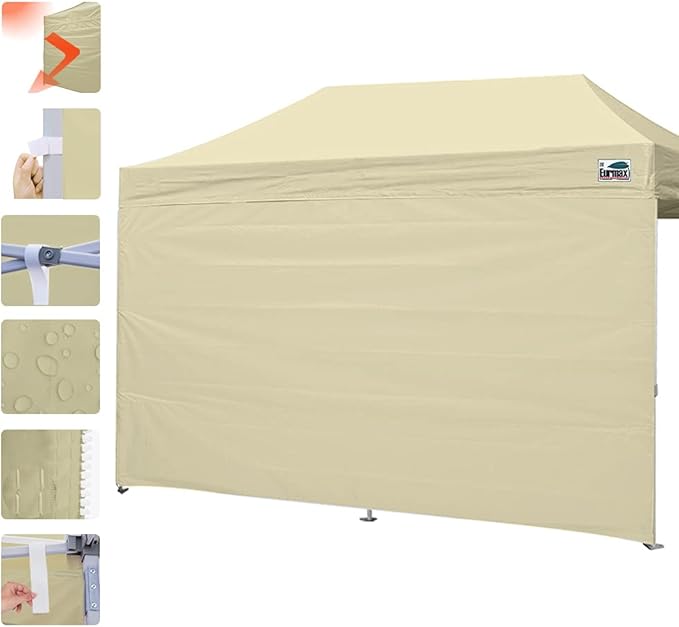 Eurmax USA 10x20 Pop Up Canopy SunWall-UV Protection for TentsBlocks Sunlight&ampWindWater Resistant Side Wall OnlyEasy Hook &amp Loop InstallationFit for 20FT Straight Leg Shelters&ampGazeboB