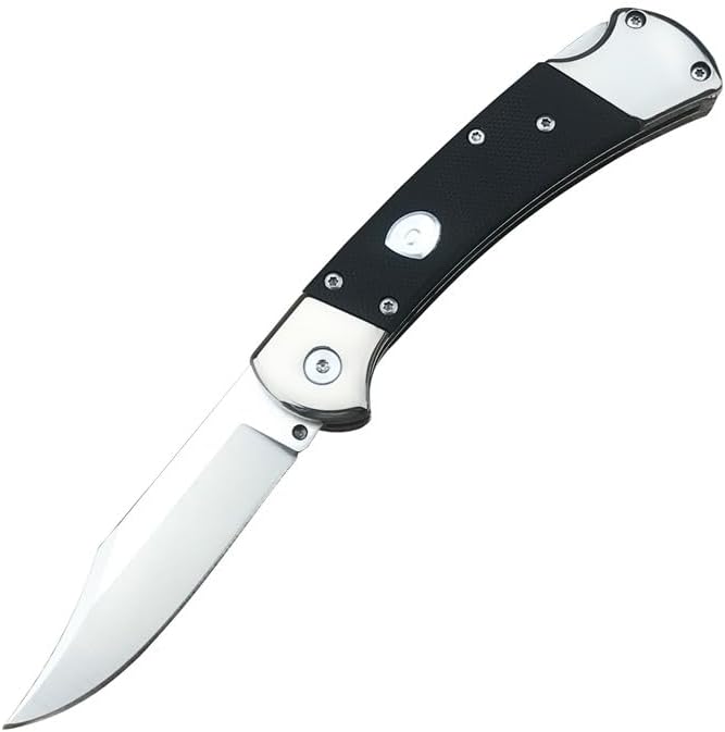 HUAAO 3'' 440C Clip Point Blade Black G10 Handle Back Lock Folder OpeningCamping EDC Tool Folding Pocket Knife Everyday CarryGift for Men