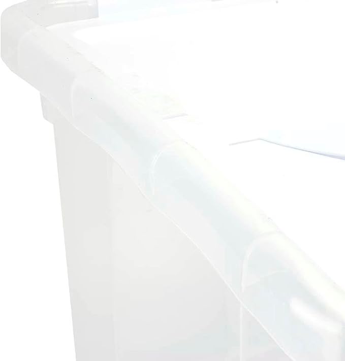 Sterilite 48 Quart Multipurpose Clear Base Storage Box Tote Container with Secure Hinged Lid for Home or Office Organization (30 Pack)