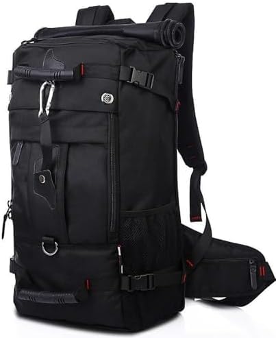 Tactical Backpack Military Molle Hiking 36-55L travel casual sporty outdoor duffel bag black (50L) rain cover
