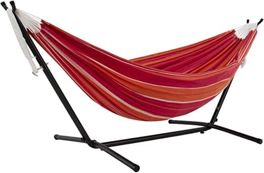 450lbs Capacity Double Hammock Adjustable Hammock Bed with 9ft Heavy Duty Steel Stand Includes Portable Carrying Case Easy Set up