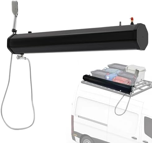 5.3Gal Solar Heated Roof Rack Water Tank - Portable Pressurized Shower for Camping Beach Off-Road Use Heavy Duty PVC+ABS No Pump Needed 1.6Bar Pressure