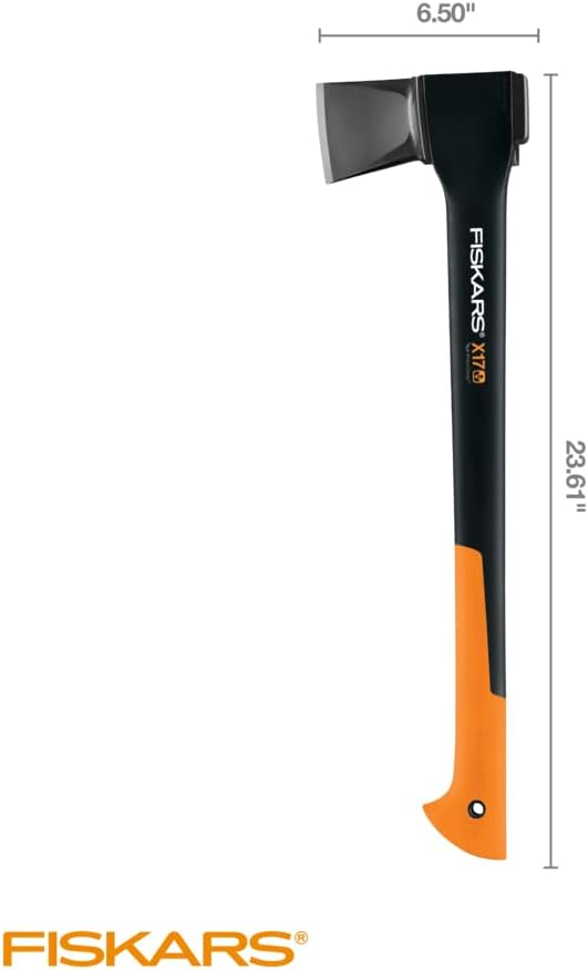 Fiskars X11 Splitting Axe Hatchet 17 Tree Branch Cutter and Wood Axe for Small Logs with Shock-Absorbing Handle