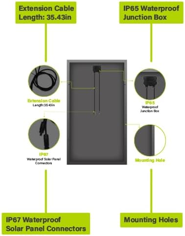 Newpowa 10BB Cell 200W Monocrystalline 200 Watt 12V Solar Panel Black Frame High Efficiency RV Marine Boat Off Grid