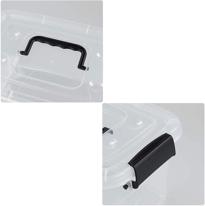 5.5 Quart Clear Small Plastic Storage Box Latch Storage Bin 6 Packs