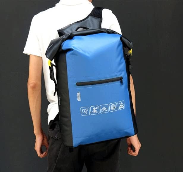 Waterproof Dry Bag for Women Men Roll Top Lightweight Dry Storage Bag Backpack with Exterior Zippered Pocket for Travel