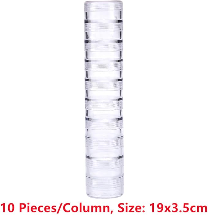 BAOFALI 100 PCS Stackable Plastic Containers Clear Storage Box Round Organizer Jars for Beads Buttons DIY Art CraftJewelry Nail Accessory (919x3.5cm/ 7.5X.5inch)