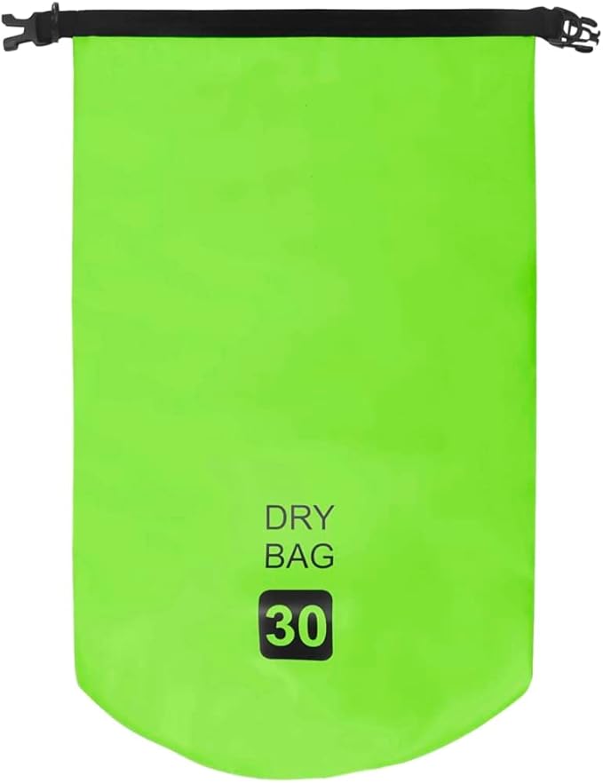 Waterproof Dry Bag 7.9 Gallon PVC Green for Outdoor Activities Lightweight Durable Backpack with Adjustable Shoulder Straps Protects Valuables from Water Sand Dust