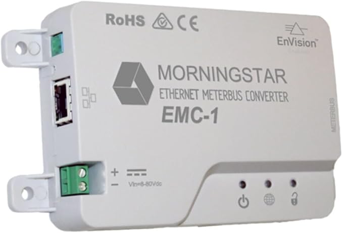 Morningstar Ethernet MeterBus Converter (EMC-1) - MeterBus Converter Connects Solar Controllers for Enhanced Data &amp Network Features SNMP Modbus SCADA Remote Monitory &amp Connectivity