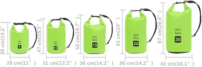 Dry Bag Green 10 L PVC Keeps Your valuables Lightweight and Durable Suitable for Outdoor Trips with Comfortable and Adjustable Shoulder Straps Easy to Carry Foldable for