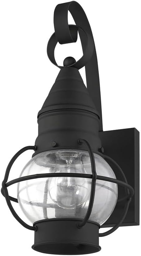 Livex Lighting 26900-91 Transitional One Light Outdoor Wall Lantern from Newburyport Collection in Pwt Nckl B/S Slvr. Finish Brushed Nickel