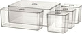 GODMORGAN Plastic Square Box with Lid (Clear Standard) - Set of 5 to Organise Jewllery and make up and Accessories