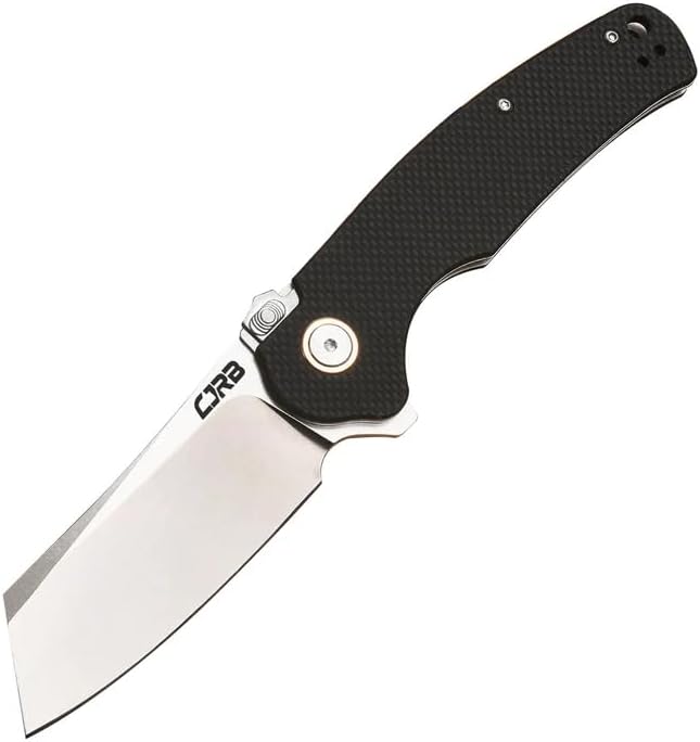 CJRB Crag Tactical Knife Cleaver Pocket Folding Knife with Stonewash AR-RPM9 Steel Blade and G10 Handle for Men Outdoor Survival Camping and EDC (J1904R)Black