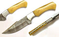 HMK 10.0 INCHES FORGED DAMASCUS STEEL FULL TANG ALASKAN CAMPING TOOL HUNTER KNIFE WITH BUFFALO BONE AND STAINLESS STEEL BOLSTERS