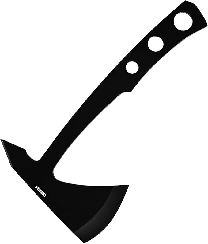 DISPATCH 10 Throwing Axe Full Tang 3Cr13 Stainless Steel Tactical Tomahawk 4mm Thick Sandblasted Blade Includes Nylon Sheath — Perfect for Axe Throwing Camping Hunting (Black)