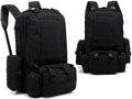 Tactical Backpack Military Molle Hiking 55L Outdoor Mountaineering Camping Traveling Camouflage Tactical Black
