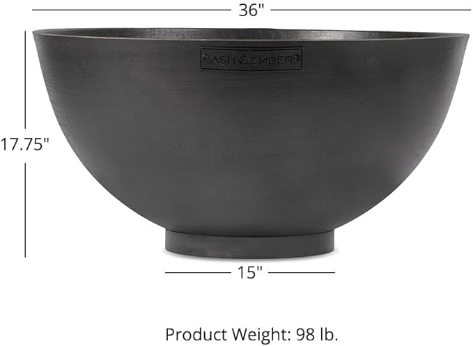 Ash &amp Ember 36 Hemisphere Fire Pit Wood Burning Outdoor Fire Bowl Raw Cast Iron Patina Half-Sphere Outside Fireplace with Flanged Edge and Stable Base