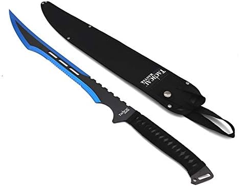 25 Inch Katana-Style Machete with Nylon Carrier Stainless Steel Blade for Camping Outdoor Activities Display and Gift - Blue