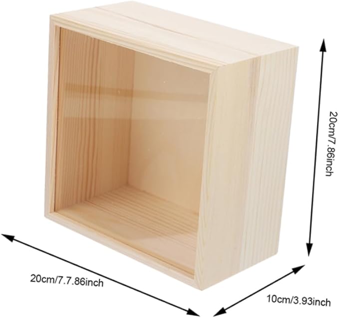 2pcs Acrylic Storage Box Sliding Lid Decorative Trinket Box Visible Wood Craft Storage Unfinished Wooden Jewelry Holder