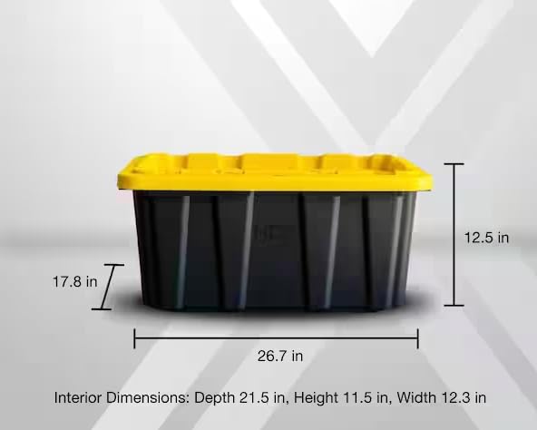 17 Gal. Tough Storage Tote in Black with Yellow Lid