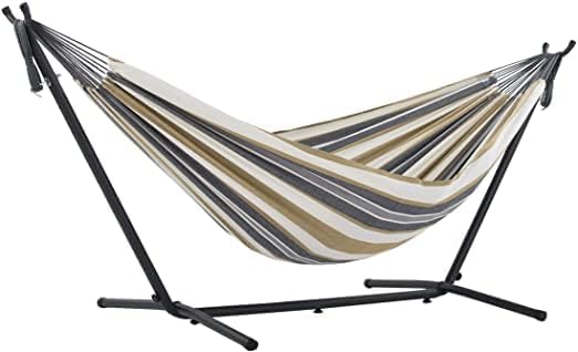 450lbs Capacity Double Hammock Adjustable Hammock Bed with 9ft Heavy Duty Steel Stand Includes Portable Carrying Case Easy Set up