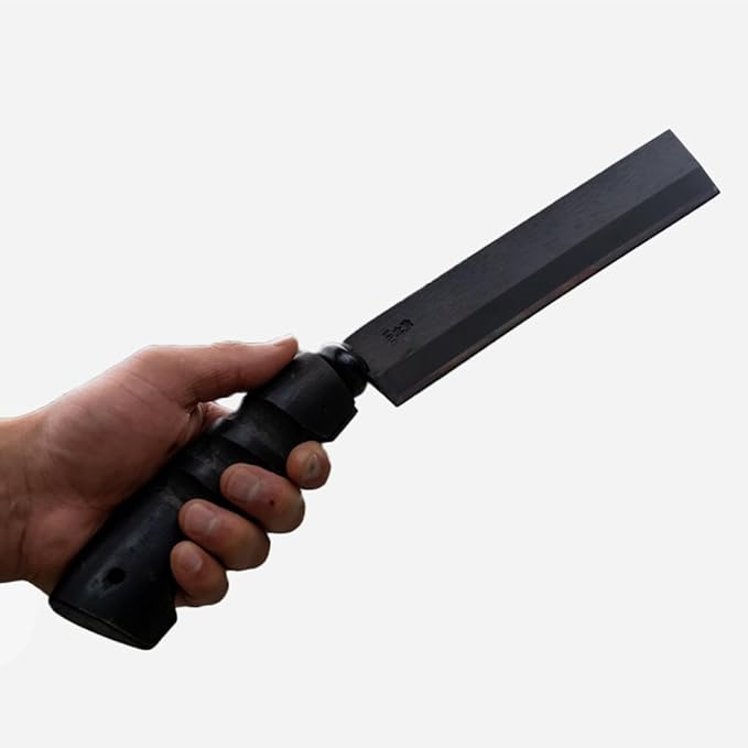 Japanese NATA Hatchet – Hand-Forged Steel &amp Iron Blade Using Traditional Swordsmithing Method | Black-Dyed Finish | Carved Wooden Handle | Leather case | Made in Japan