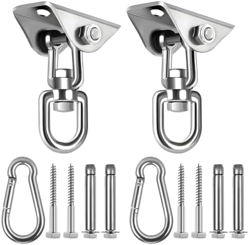 Yose Porch Swing Hanging Kit Heavy Duty 2000lbs Stainless Steel Easy to Install Swing Hardware with Ceiling Hooks Hammock Hooks for Indoor Outdoor Patio Garage