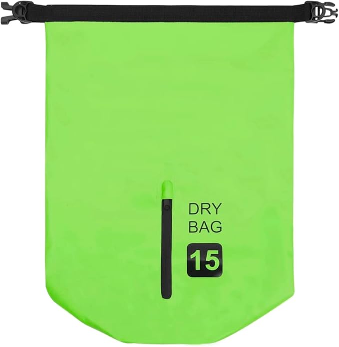 SKM Dry Bag with Zipper Green 15 L PVC (Weight-1KG)
