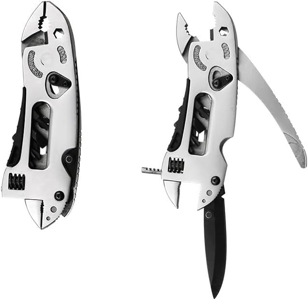 Multifunctional Stainless Steel Pliers &amp Mini Wrench Tool Set Wrench Pocket Kn-IFE Pliers Screwdriver Kit Portable Hand Tool Set for Outdoor Camping/652